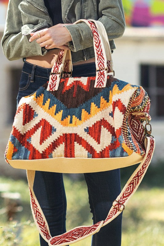 Boho Southwestern Woven Rug Carryall Bag → Hotbox Vintage