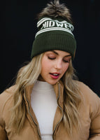 Olive & Beige Midwest Pom Hat