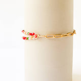 Bead and gold chain bracelet, Fall, Paperclip bracelet