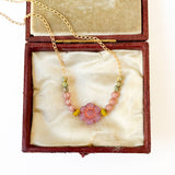 Handmade Glass Flower Necklace For Winter Satin Gold Chain