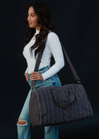 Gray Cable Knit Duffel