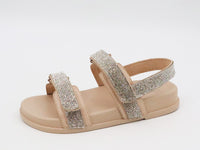 Women Rhinestone Veclro Band Slingback Sandals