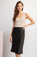 SOLID SATIN MIDI SKIRT