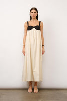 Amelia Box Pleat Maxi Dress in Sea Salt