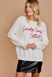 ROUND NECK 'CANDY CANE CUTIE' NOVELTY SWEATER