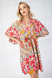 Floral Split Neck Dress