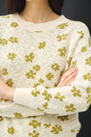 floral print sweater pea green