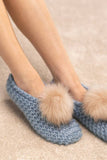 Knitted Slippers with Pom Pom: MUSTARD / S/M