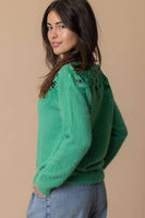 Long Sleeve Sweater with Lace Neck Line