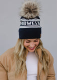 Navy & Off White Midwest Pom Hat