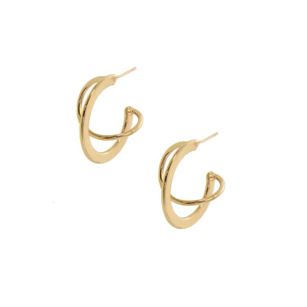 Gold Coil Hoop Stud Earrings