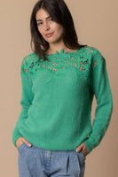 Long Sleeve Sweater with Lace Neck Line