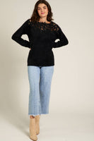 Long Sleeve Sweater with Lace Neck Line