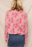 Rose Print Knit Sweater