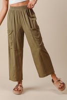 2 colorsCOTTON LINEN TEXTURED WOVEN SLOUCHY WIDE LEG PANTS