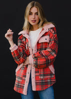 Coral, Tan & Pink Plaid Jacket