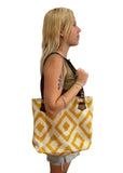 Blockprint Diamond Shoulder Bag : Yellow