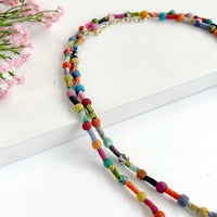 Scrolled & Dotted Kantha Necklace