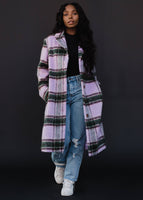 Purple, Green & Tan Plaid Coat