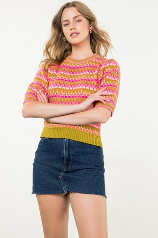 SHORT SLEEVE KNIT TOP