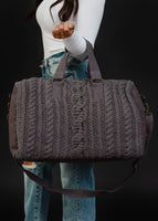 Gray Cable Knit Duffel