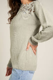 Long Sleeve Sweater with Lace Neck Line