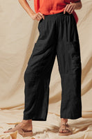 2 colorsCOTTON LINEN TEXTURED WOVEN SLOUCHY WIDE LEG PANTS