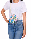 88619: Crossbody Mini Brick Bag | Recycled RPET | Floral Pin