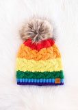 Classic Rainbow Stripe Pom Hat