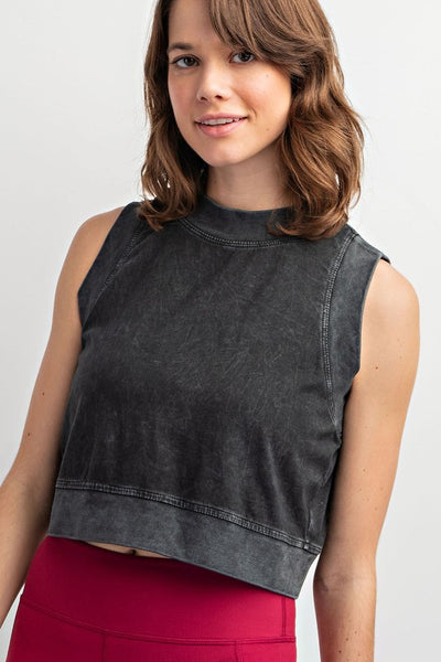 CROPPED COTTON SLEEVELESS TOP