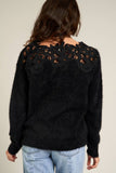 Long Sleeve Sweater with Lace Neck Line