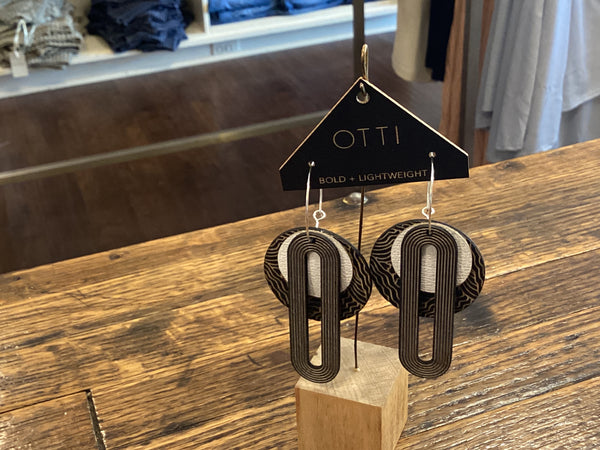 Otti Architectural Chic Leather +Birch Earrings