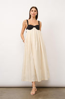 Amelia Box Pleat Maxi Dress in Sea Salt