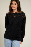 Long Sleeve Sweater with Lace Neck Line