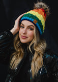 Classic Rainbow Stripe Pom Hat