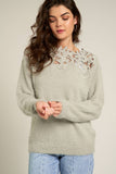 Long Sleeve Sweater with Lace Neck Line