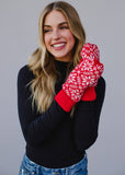 Red & White Snowflake Knit Mittens