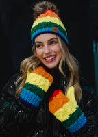 Classic Rainbow Stripe Pom Hat