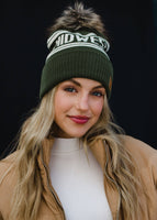 Olive & Beige Midwest Pom Hat