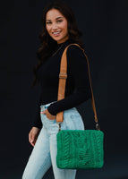 Kelly Green Cable Knit Crossbody