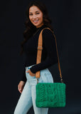 Kelly Green Cable Knit Crossbody