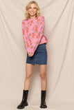 Rose Print Knit Sweater