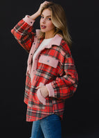 Coral, Tan & Pink Plaid Jacket