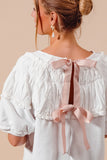 French Terry Back Bow Tie Top with Shirring detail