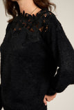 Long Sleeve Sweater with Lace Neck Line