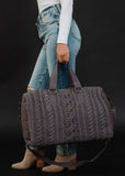 Gray Cable Knit Duffel