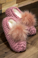 Knitted Slippers with Pom Pom: MUSTARD / S/M