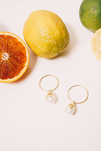 Gifford Hoop Earrings | Pearl | 14k Goldfill